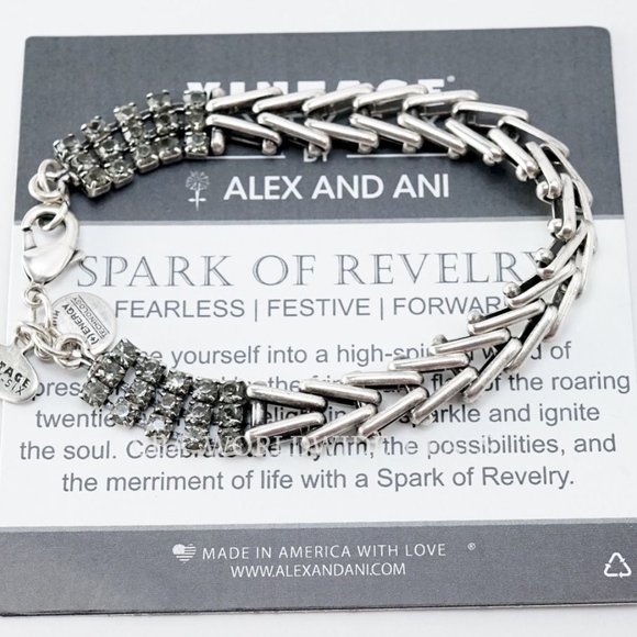 Alex and Ani Vintage 66 Spark of Revelry Black Diamond Flapper Bracelet - Picture 1 of 1